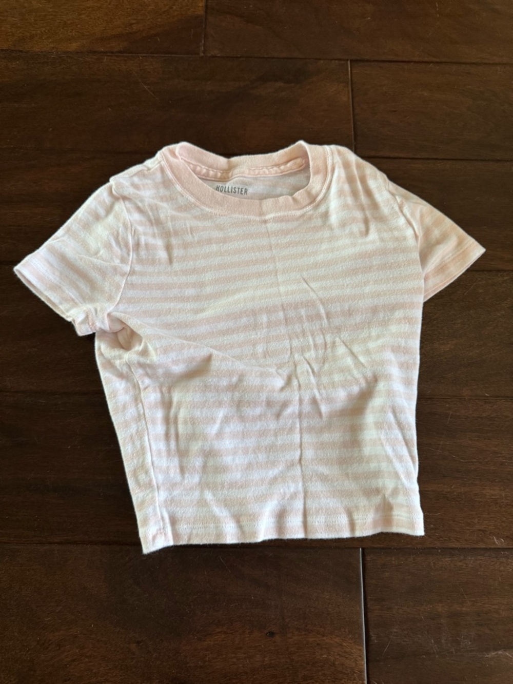 Hollister Pastel Pink & White Striped Short Sleeve Tee